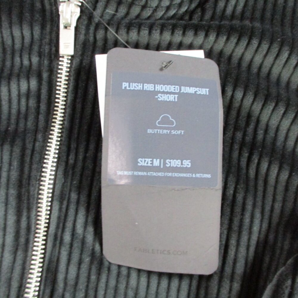 Fabletics Plush Rib Hooded Jumpsuit Womens Medium Short Black Cord Corduroy NWT - Picture 5 of 12